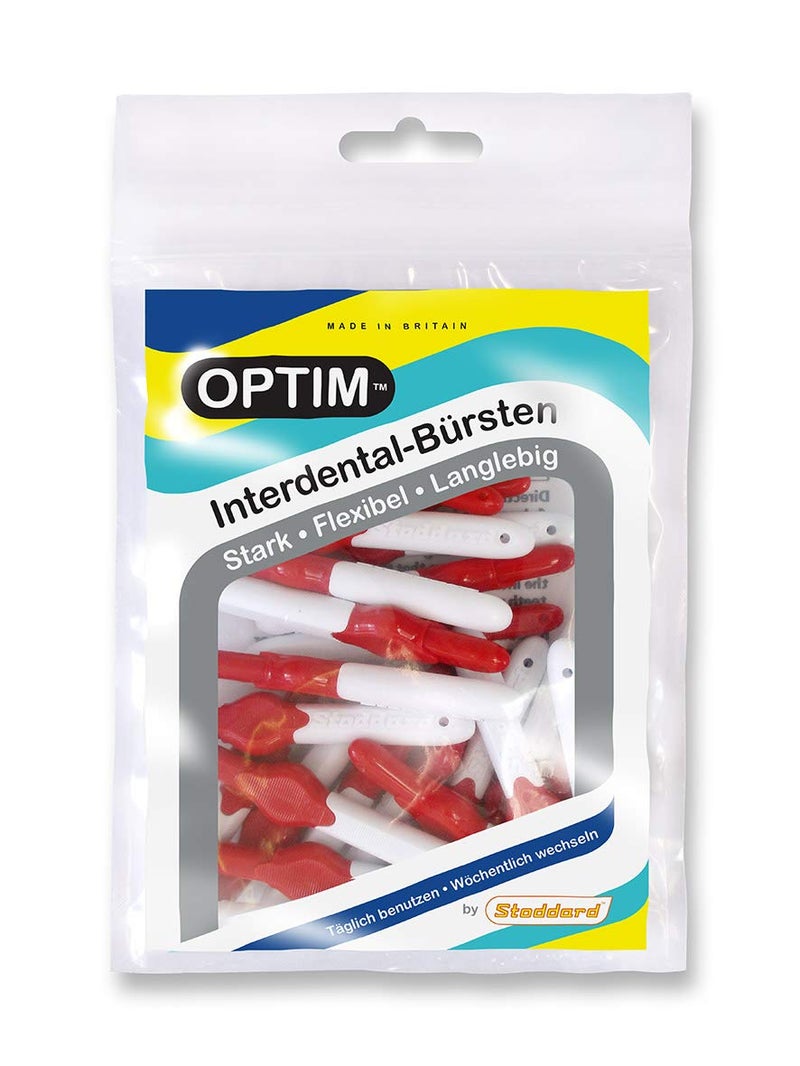 Stoddard OPTIM Interdental Brushes, Pack of 16, Red, 0.5 mm Size 2